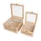 Light Brown Box with Glass Top & Rattan Side Panels Set